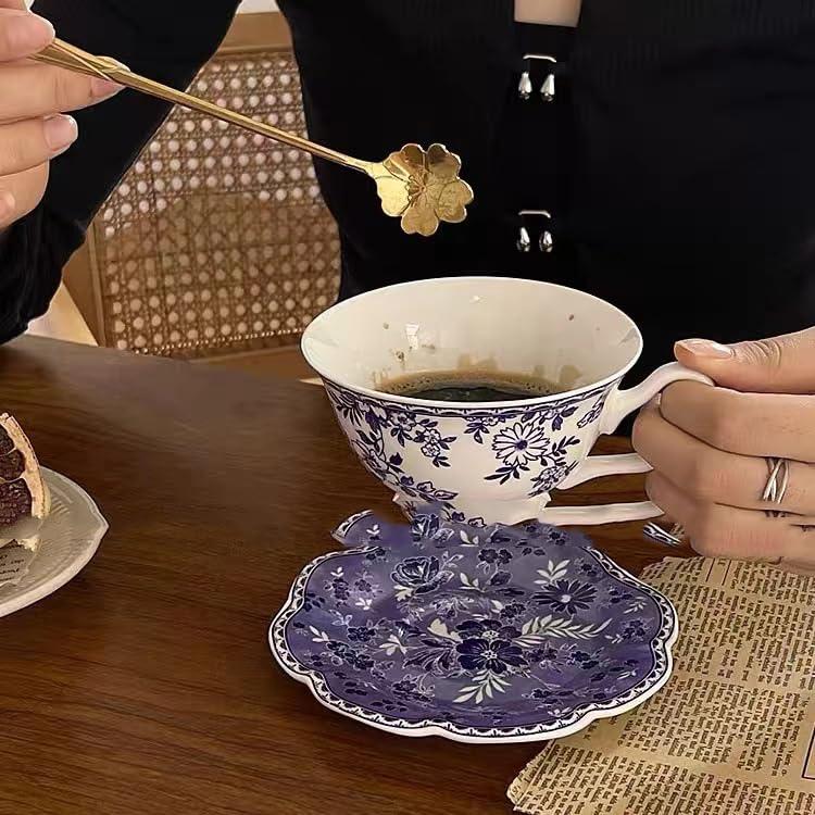 umsl Tazas de café expreso de porcelana Desayuno Original Hermosas Tazas de café Servicios Juego de té inglés Juego de tazas
