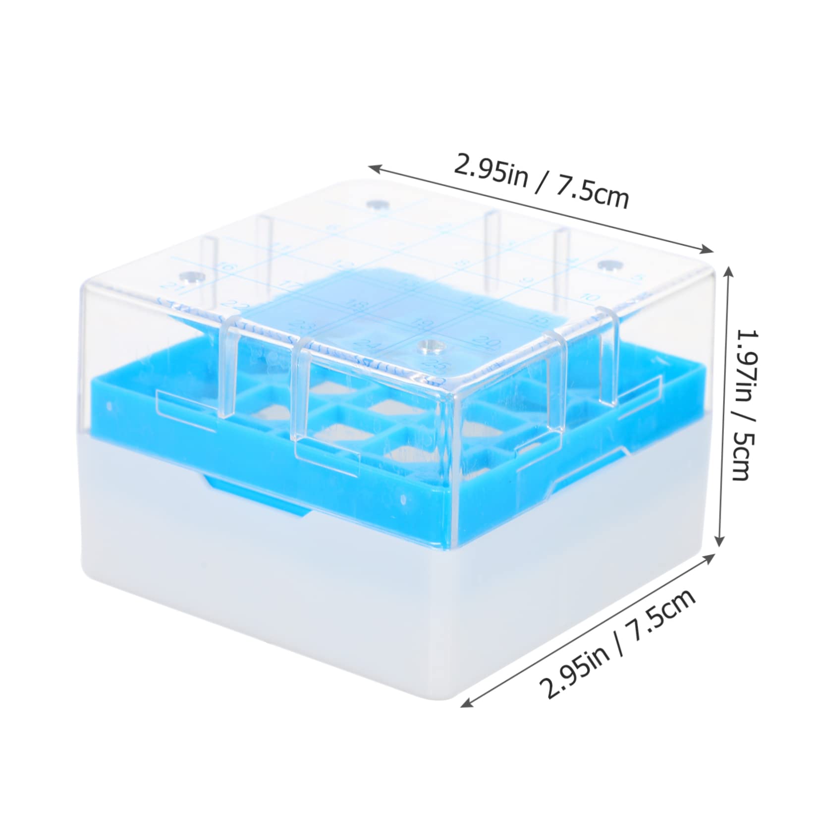 FUNOMOCYA Cryogenic Storage Box Plastic Cryovial Tube Box 25-grid Freezing Sample Tubes Storage