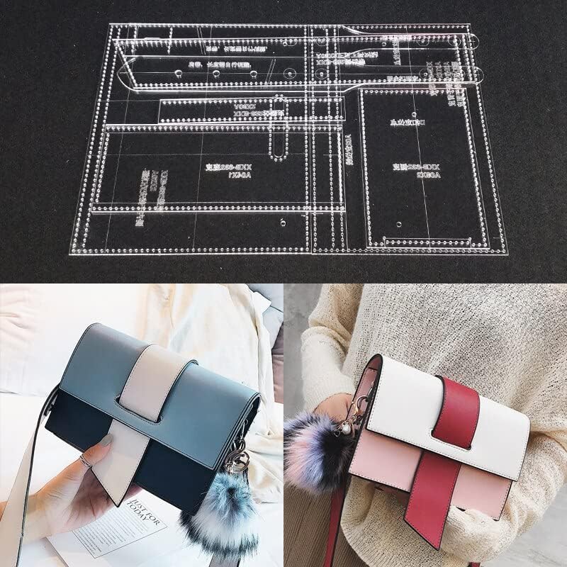 Acrylic Template Pattern for Women Shoulder Bag Soft Leather Craft Pattern DIY Bag Stencil Sewing Pattern 21x15x7cm