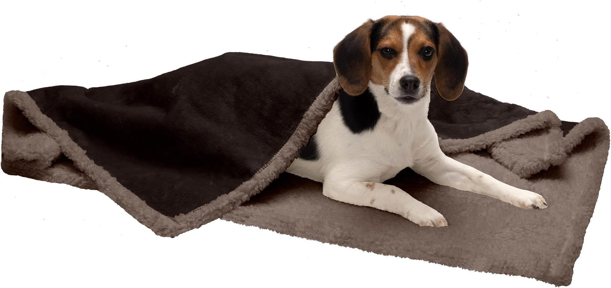 Furhaven Waterproof &amp; Self-Warming Throw Blanket for Dogs &amp; Indoor Cats, Washable &amp; Reflects Body Heat - Soft-Edged Terry &amp; Sherpa Dog Blanket - Espresso, Medium (Pack of 7)