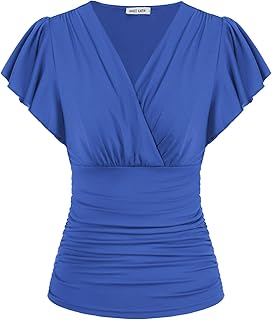 GRACE KARIN Womens Tops Elegant Surplice Wrap Blouse V Neck Long Sleeve Casual Ruched Top