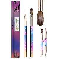 Vista 12 de Kolinsky - 2 pinceles de uñas acrílicas, tamaño #08/02, pinceles de arte de uñas para aplicación de polvo, mango resistente, forma ovalada