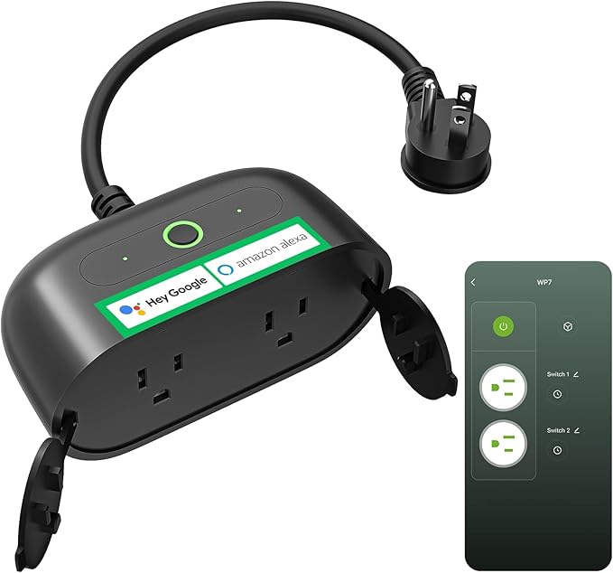 GHome Smart Outdoor Smart Plug, Smart Home Wi-Fi Outlet with