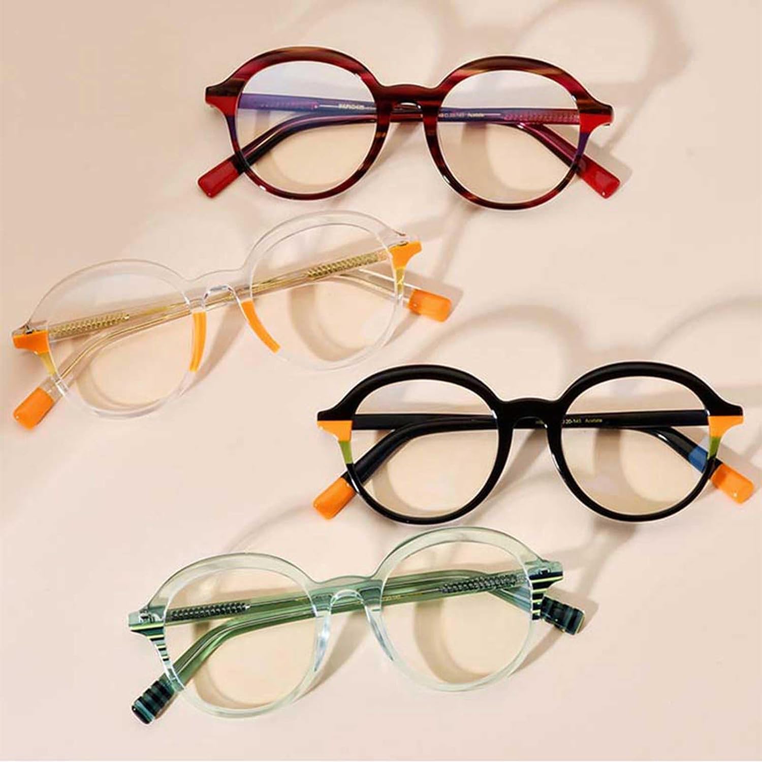 Okrągłe oprawki okularów octanowe oprawki do okularów ultralekkie okulary z soczewkami oprawki okularów vintage uniwersalne oprawki do okularów, przezroczyste