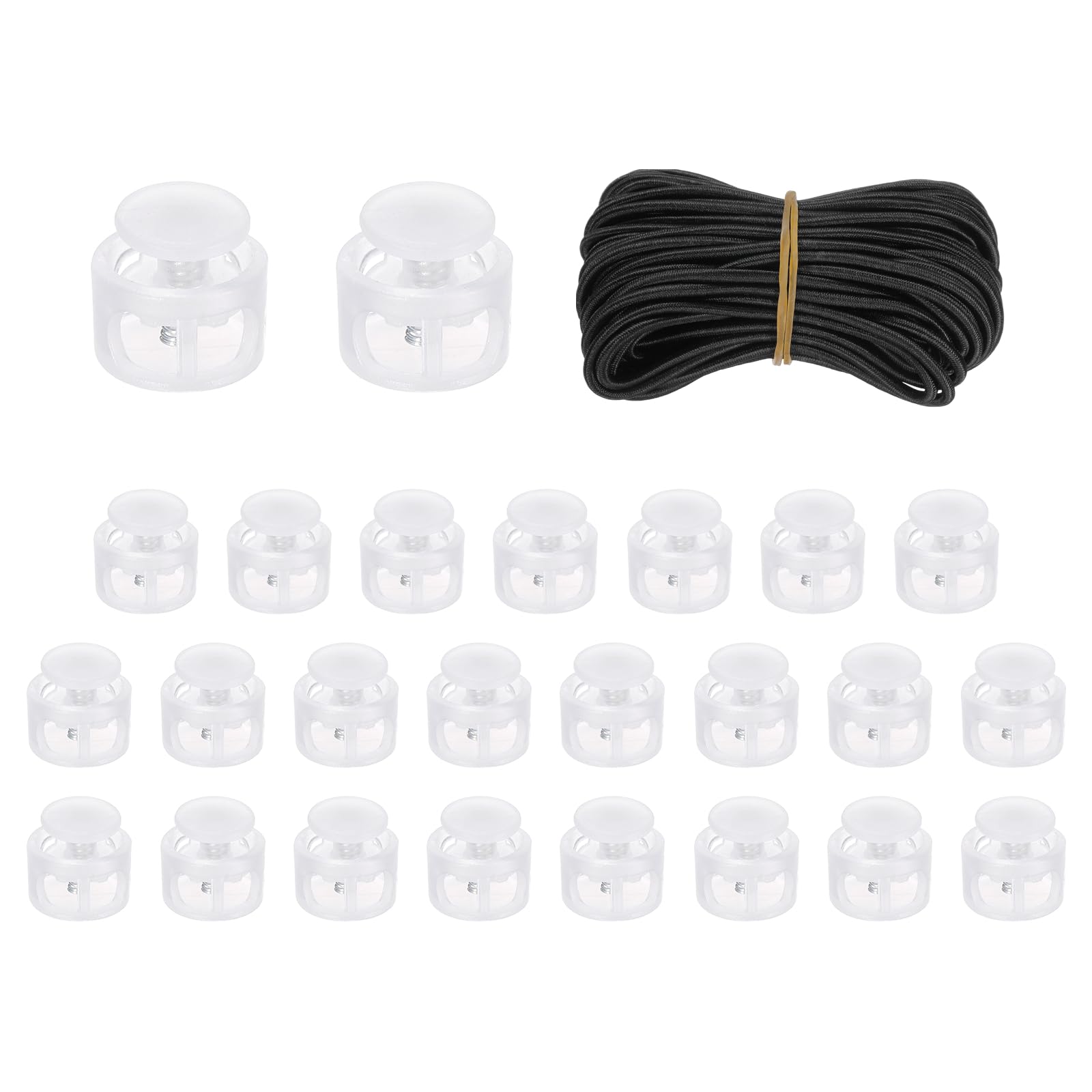 sourcing map 25Pcs Double Hole Cord Locks 14mm Spring Toggle Translucent โ image 1