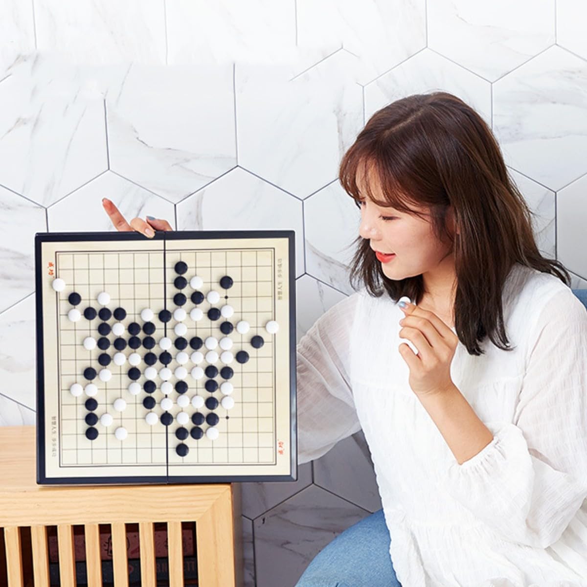 Set da Gioco Portatile Go con Lavagna Magnetica, Leggero e Pieghevole, Perfetto per i Giocatori Principianti(Yellow,B)