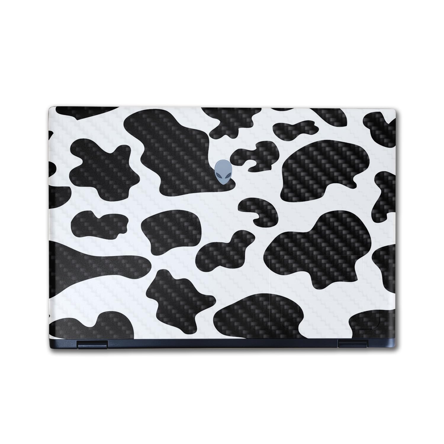 Carbon Fiber Laptop Skin Compatible with Alienware M16 R2 (2024) - Cow Print - Premium 3M Vinyl Protective Wrap Decal Cover - Easy to Apply | Crafted in The USA by MightySkins