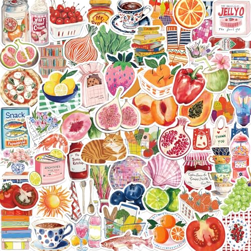 Ruispeed 100 pièces de Stickers Vintage – Esthétique Coquette avec Motifs de Nourriture Mignonne, Autocollants résistants à l'eau pour journaling,...