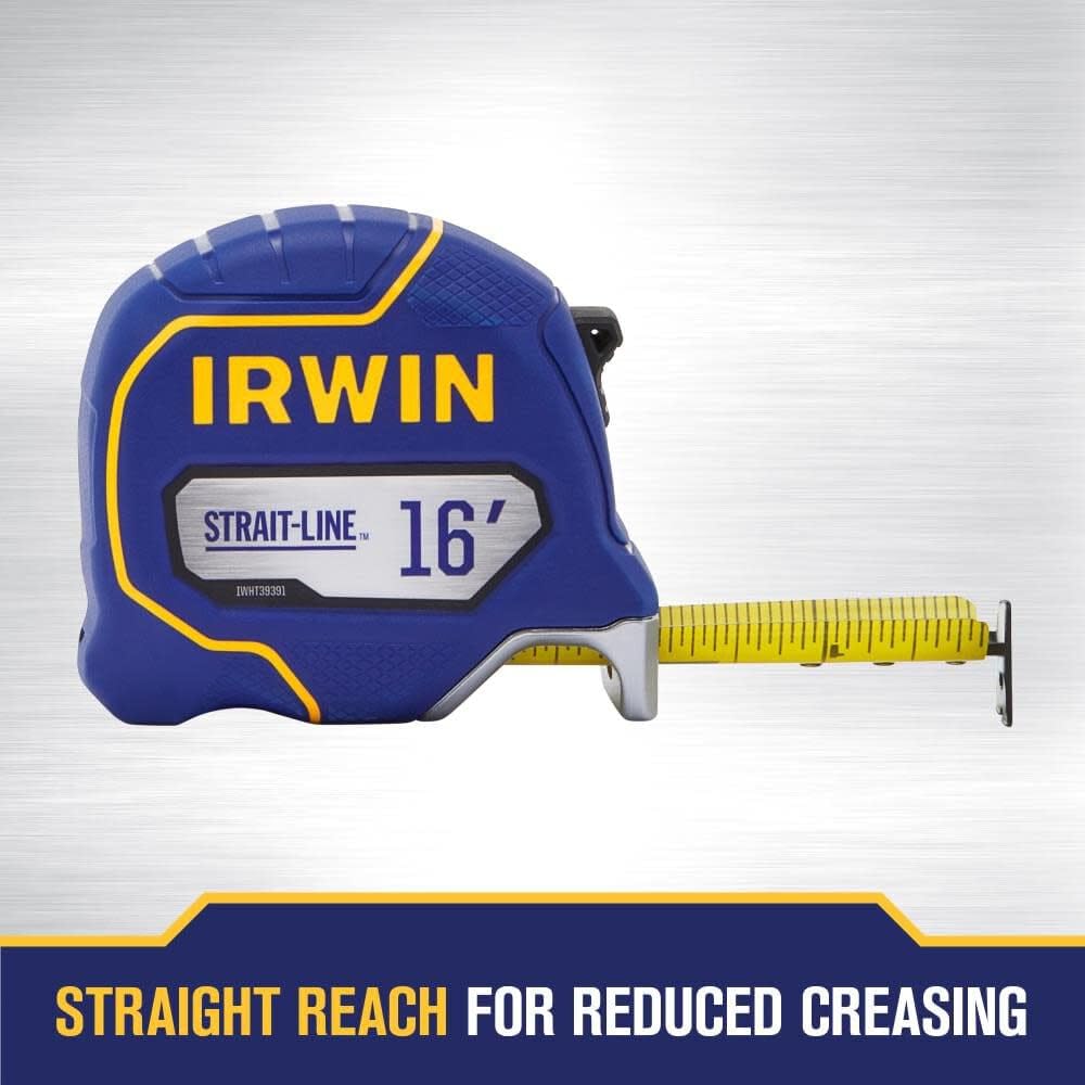 Irwin Tools, IRWIN Strait-Line, IWHT39391S, Cinta métrica, incluye control de retracción, para todas las necesidades de medición, 5 m