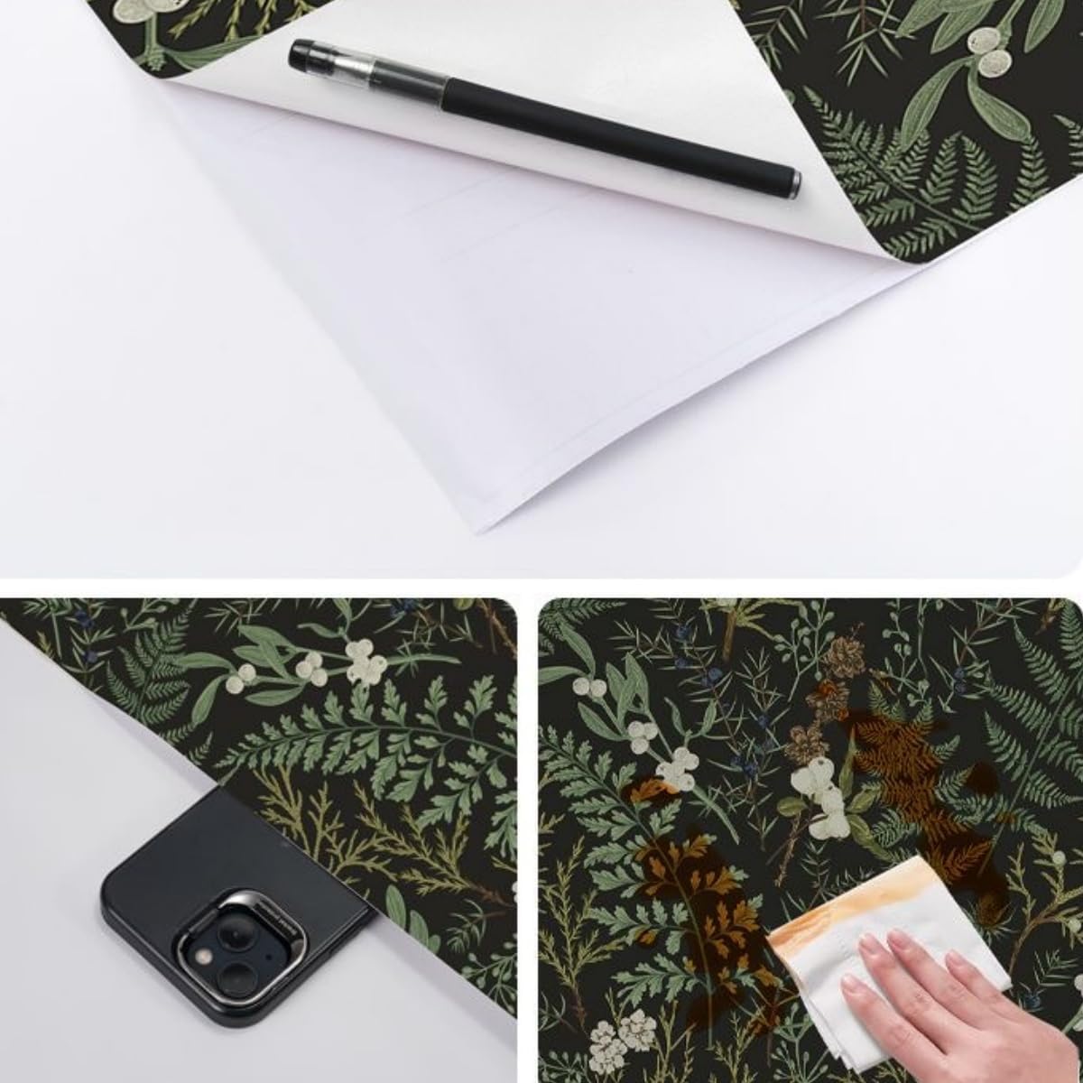 Drawer Liner for Kitchen Cabinets,Vinyl Film Decorative Shelf Liner for Bedroom Dresser Sticker (Dark Green, 17.3 inch x 118 inch)