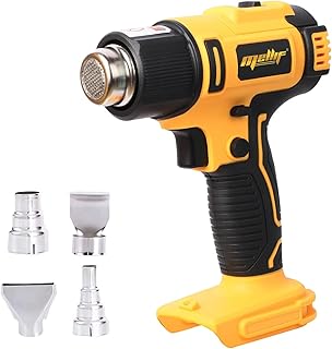 Mellif Cordless Heat Gun for Dewalt 20v Max Battery, 350W Fast Heating Soldering Hot Air Gun 122℉-1022℉ Variable Temperature Control with 4 Nozzles for DIY Crafts, Shrink Tubing(Battery Not Included)