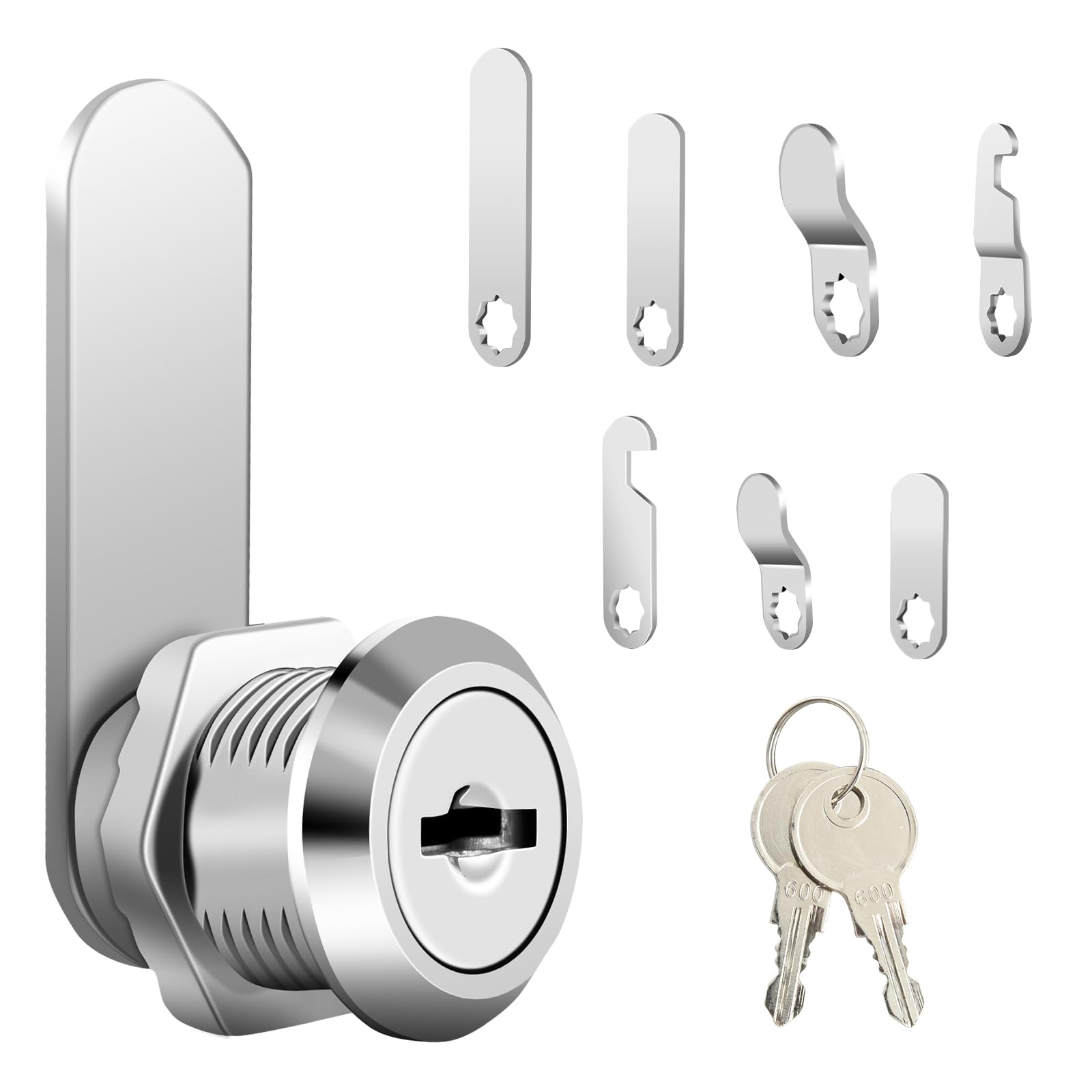 AiQInu Cerradura Buzon 20 mm, Cerradura de Leva Universal de Seguridad de Buzón con 2 llaves, Viene con 7 Placas de Bloqueo Diferentes para Puerta de Armario, Buzones, Vitrinas