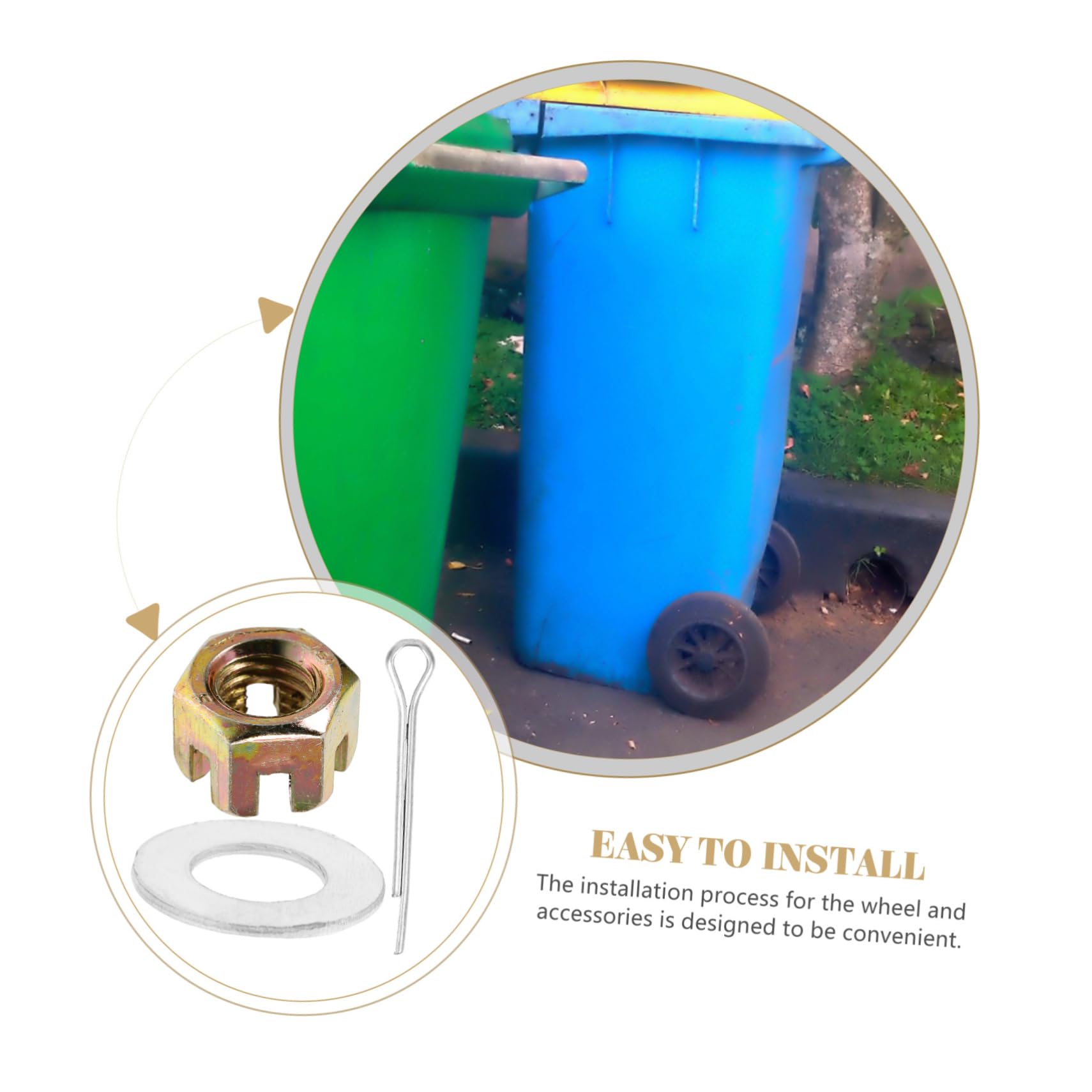 WHAMVOX Stainless Steel Trash Can Wheel Nut Gasket Quick Fit Latch for Outdoor Trash Bin