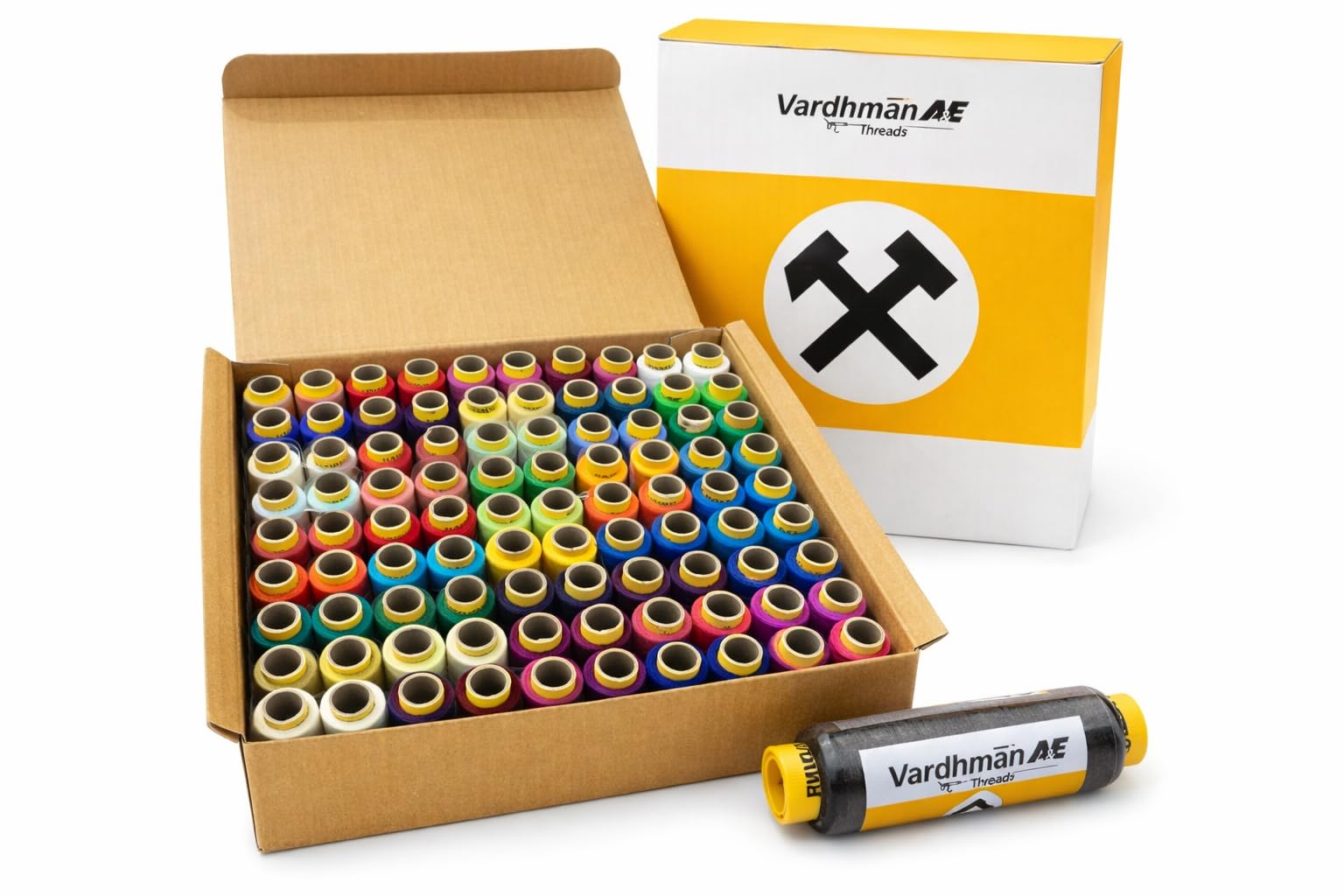 Vardhman Threads for Sewing for Sewing Machine – 100 Spools, 180M Each Reel, 2 Ply Thread | 100% Spun Polyester Stitching Thread Box | Fast Colour | Works with Singer, Usha, Brother, Rajesh-image-31