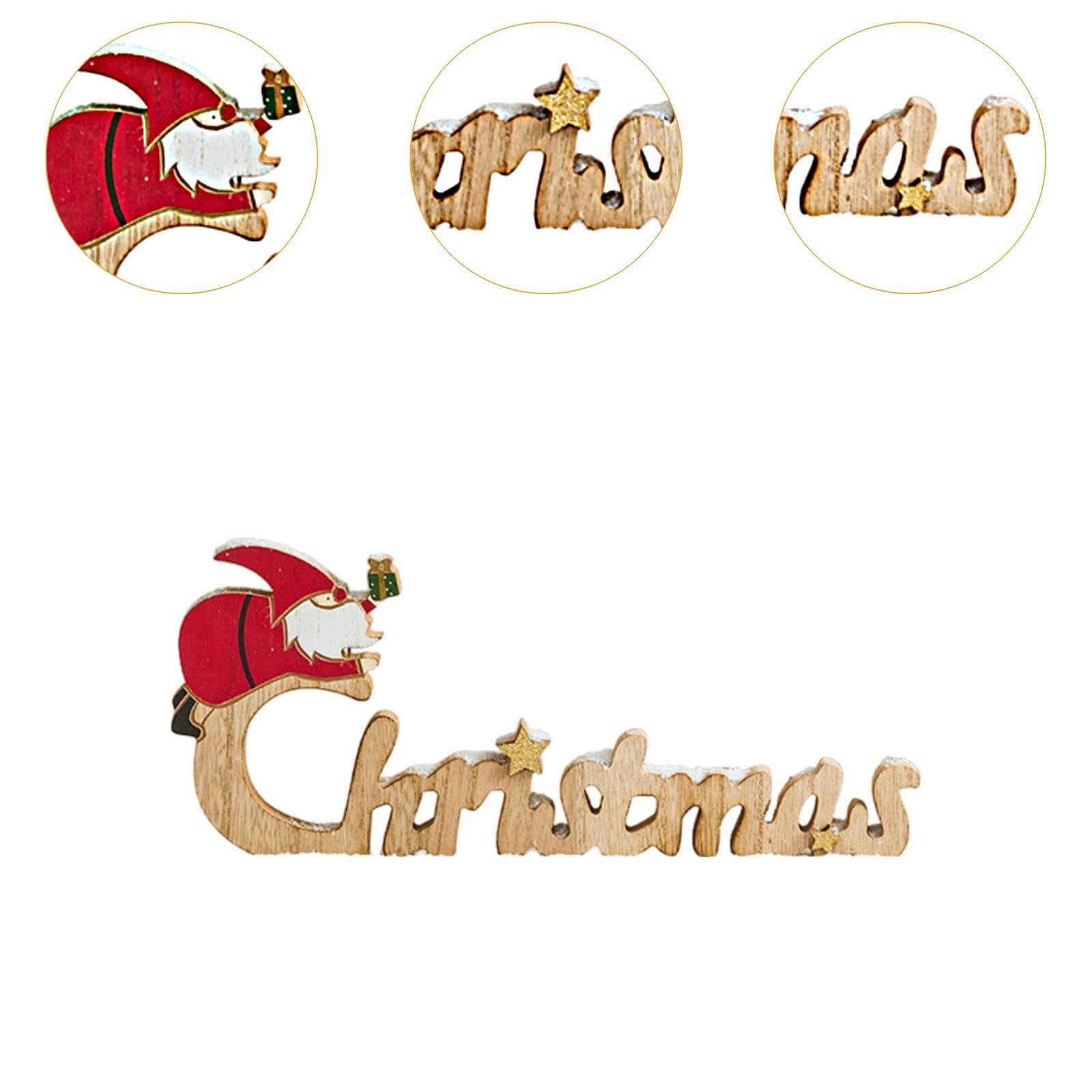 Letrero Navideño con Letras en Inglés, Decoración Navideña, Bonito, Manualidades, Letrero de Madera de Navidad, Adorno de Mesa para Sala de Estar Y of, Style B, Individual
