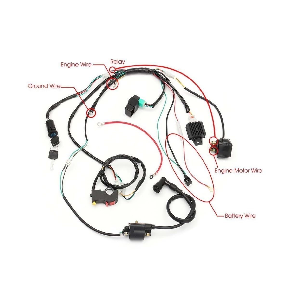 Bobina de encendido CDI para motocicleta Kit completo de arnés cableado arranque eléctrico encendido CDI 6 bobinas para