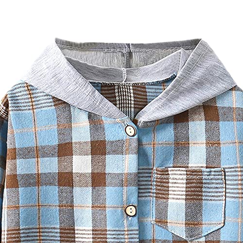 Toddler Boys Girls Plaid Hoodies Long Sleeve Button Down Jacket Shirt Fall Casual Oversized Streetwear Shacket Cardigan Coat4