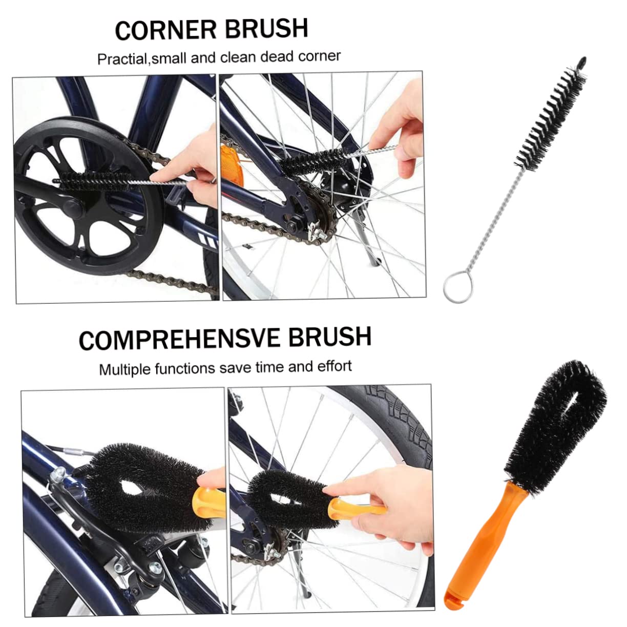 8pezzi Spazzole Per Pulizia Bicicletta Kit Pulizia Catena Pneumatico Ruota Dentata Strumenti Manutenzione Bici