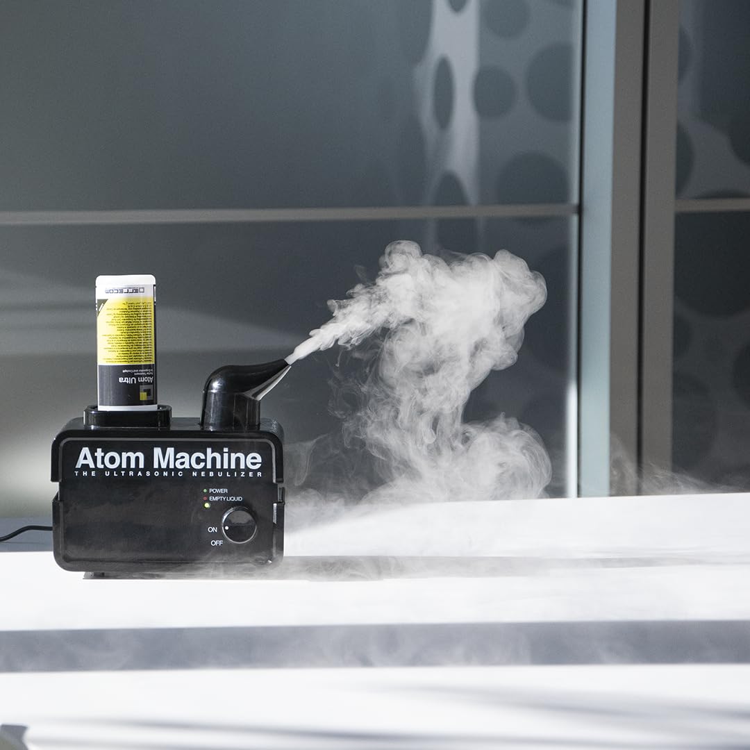 ERRECOM Kit per la Purificazione di Ambienti, Abitacoli e Impianti A/C Automobili:1 Atom Machine, Nebulizzatore a Ultrasuoni e 12 flaconi di Liquido Purificante Atom Ultra al Limone da 120 ml
