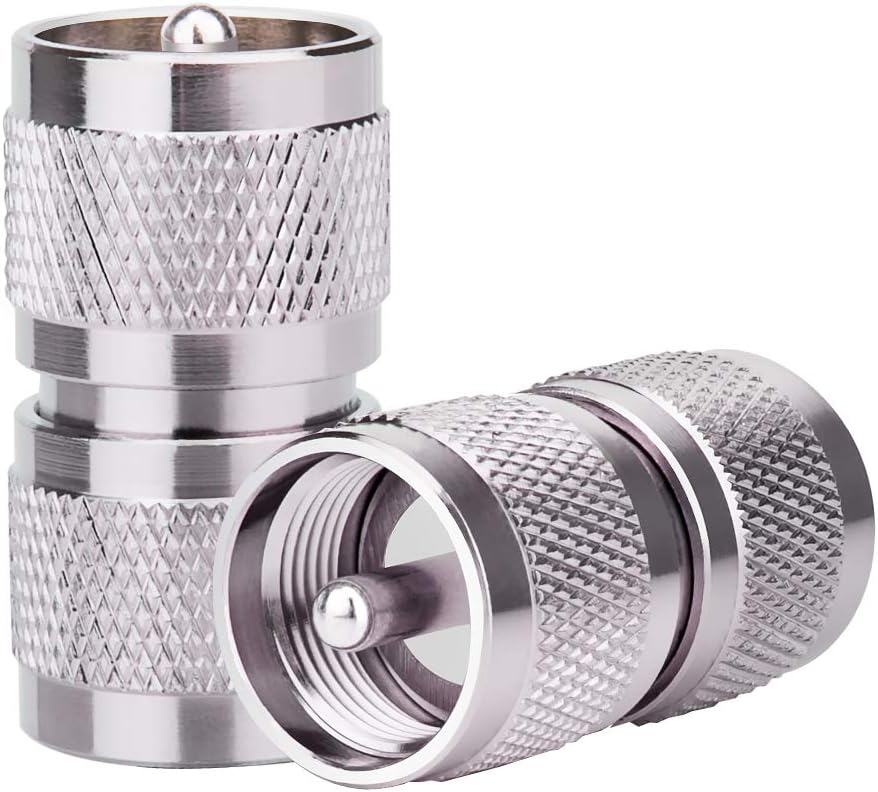 MOOKEERF 2PCS UHF Male Connector PL259 Male to Male Adapter Low Loss UHF Male PL-259 Connector