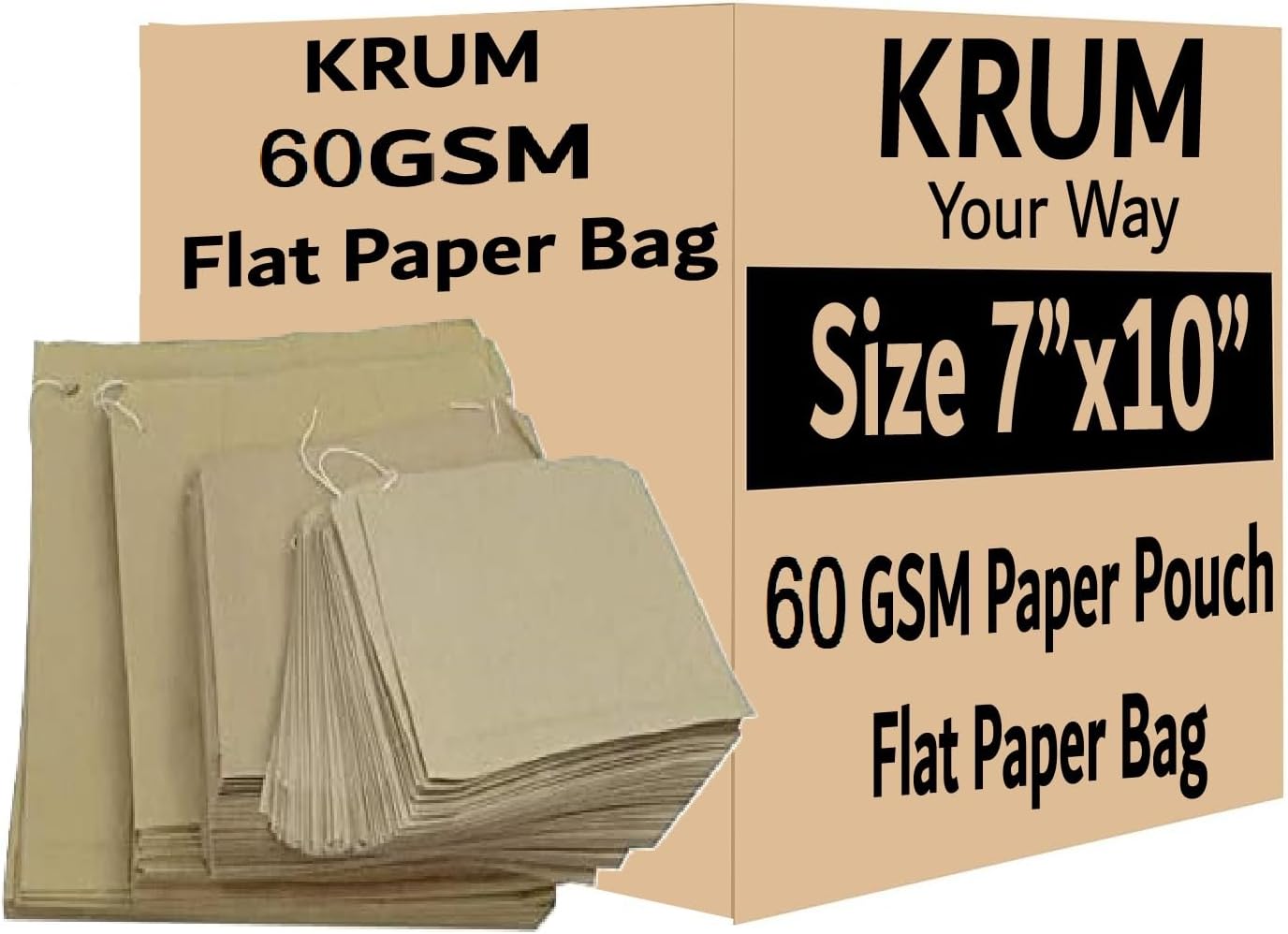 SSSG Paper Bags Kraft Paper Medicine Pouch (100, 7x10 Inch)