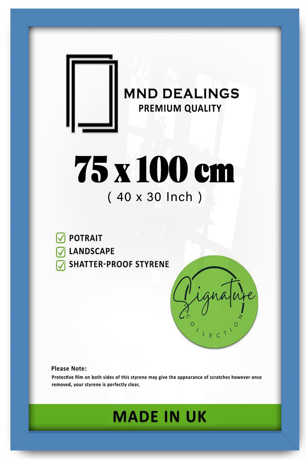 Mnd Dealings Blue | Eton Wood Poster Frame (75 X 100 Cm) Mdf Picture Frame For Home, Office & Gallery, Durable Engineered Mdf Wood With Elegant Wall Mount Design [ ]