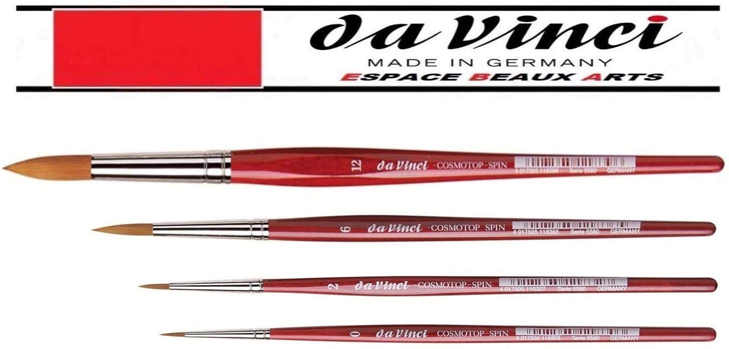 Da Vinci Series 5580 cosmotop - Aquarell-Pinsel-4er Set Synthetik, no. 0, 2, 6, 12 Made in Germany
