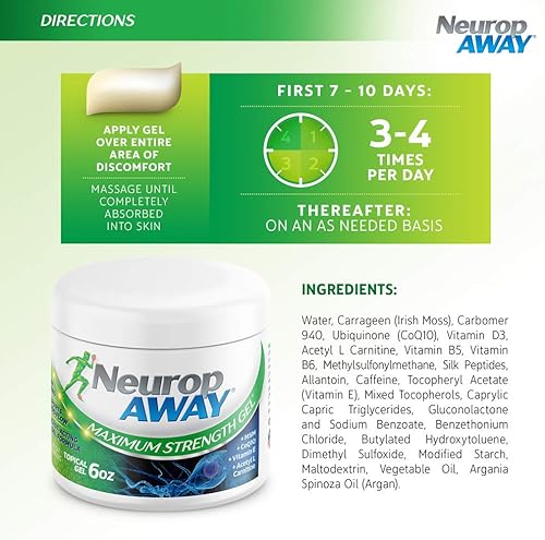 Miniatura 4 de NeuropAWAY Gel de máxima resistencia, gel de alivio rápido, sin mentol, alivio calmante para quemar, hormigueo y entumecimiento en dedos, manos,