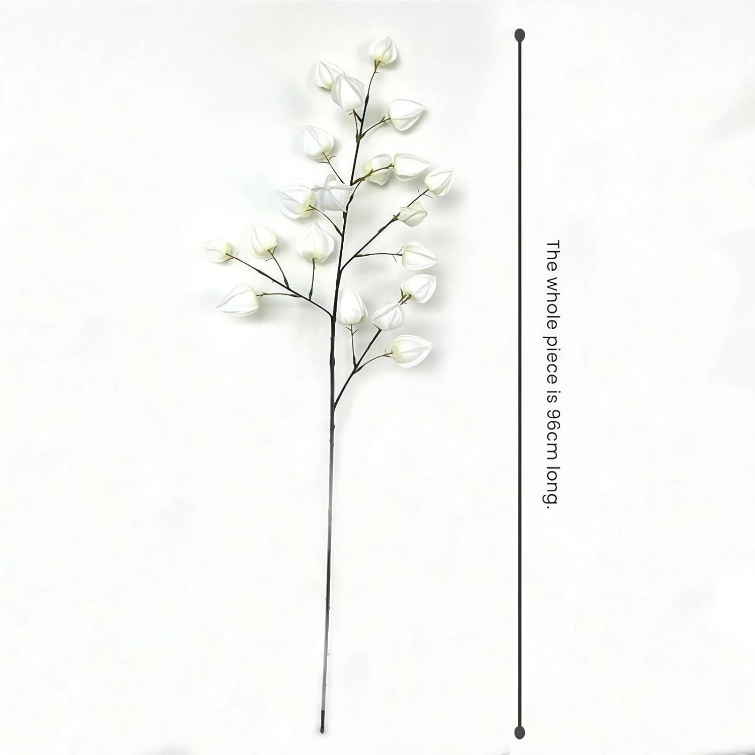 White Artificial Lantern Flowers 5 Stems – 38" Realistic Winter Cherry Branches with Silk Blooms – Faux Floral for Wedding Centerpieces, Aisle Decor, Vase Arrangements – DIY Home Decor（No vase）