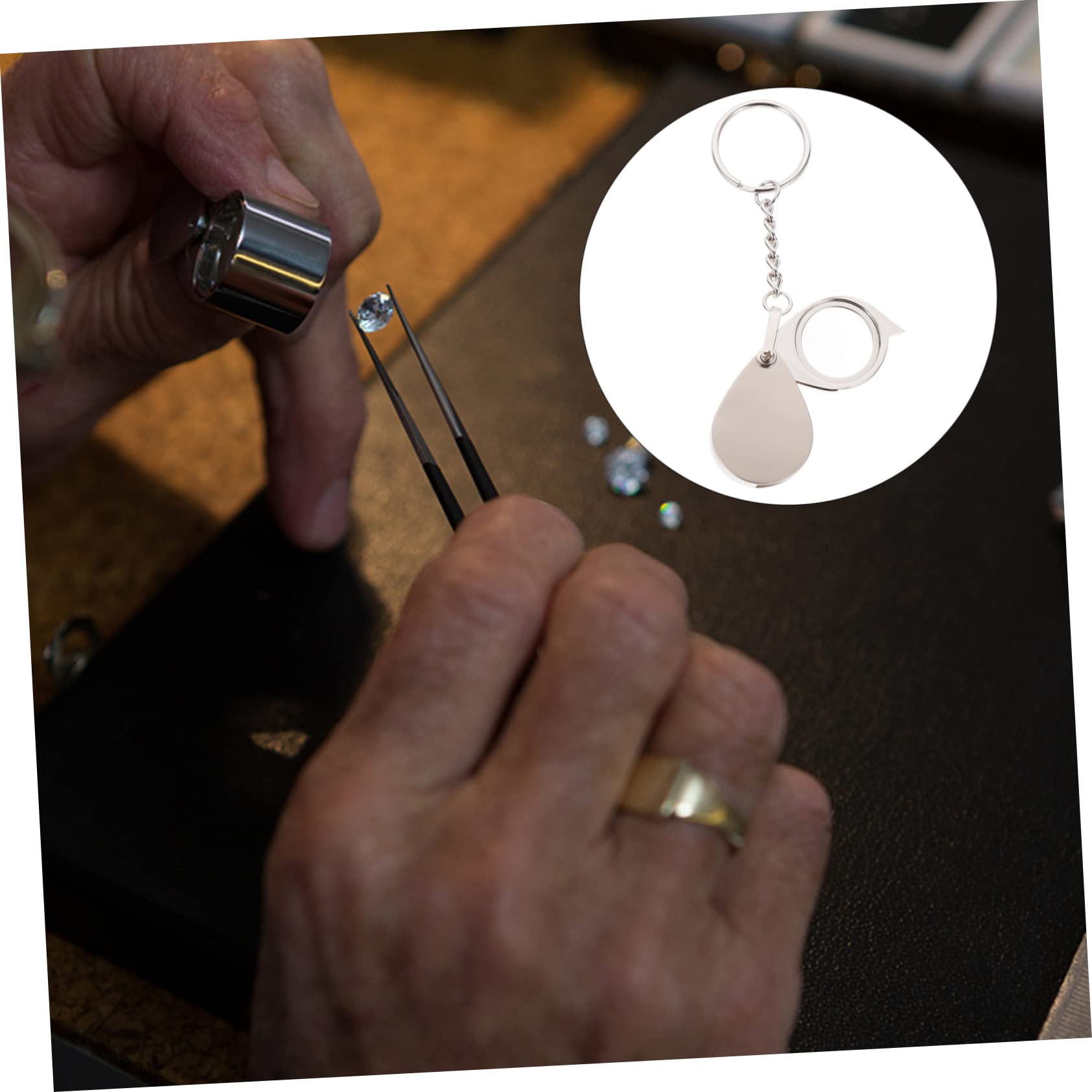 Gogogmee Mini Magnifier Keyring Foldable Loupe Magnifier for Keychain 15x Magnifying Glass for Boys and Girls