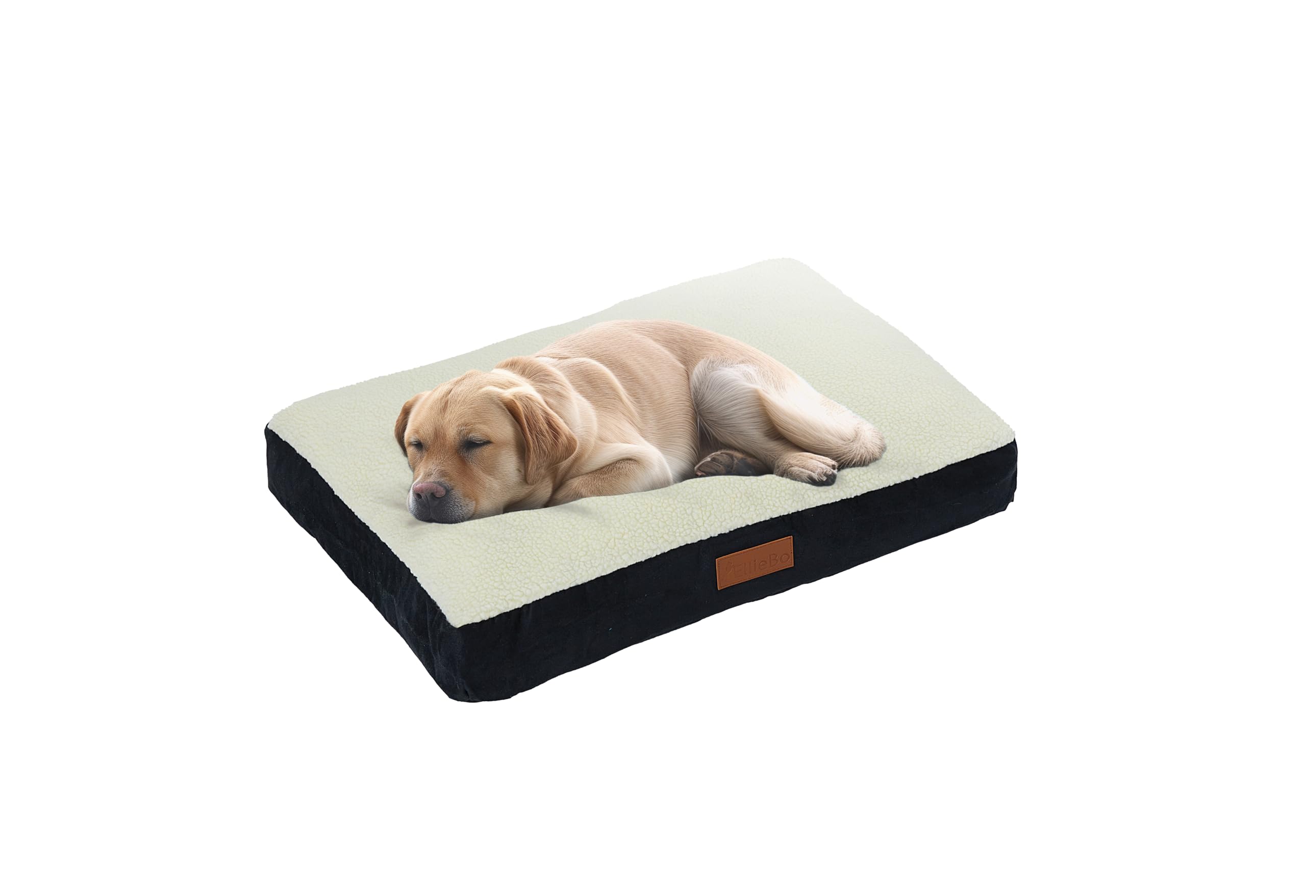 Ellie-Bo Large Dog Bed for 36-inch Dog Cage/Crate - Black Faux Suede/Sheepskin