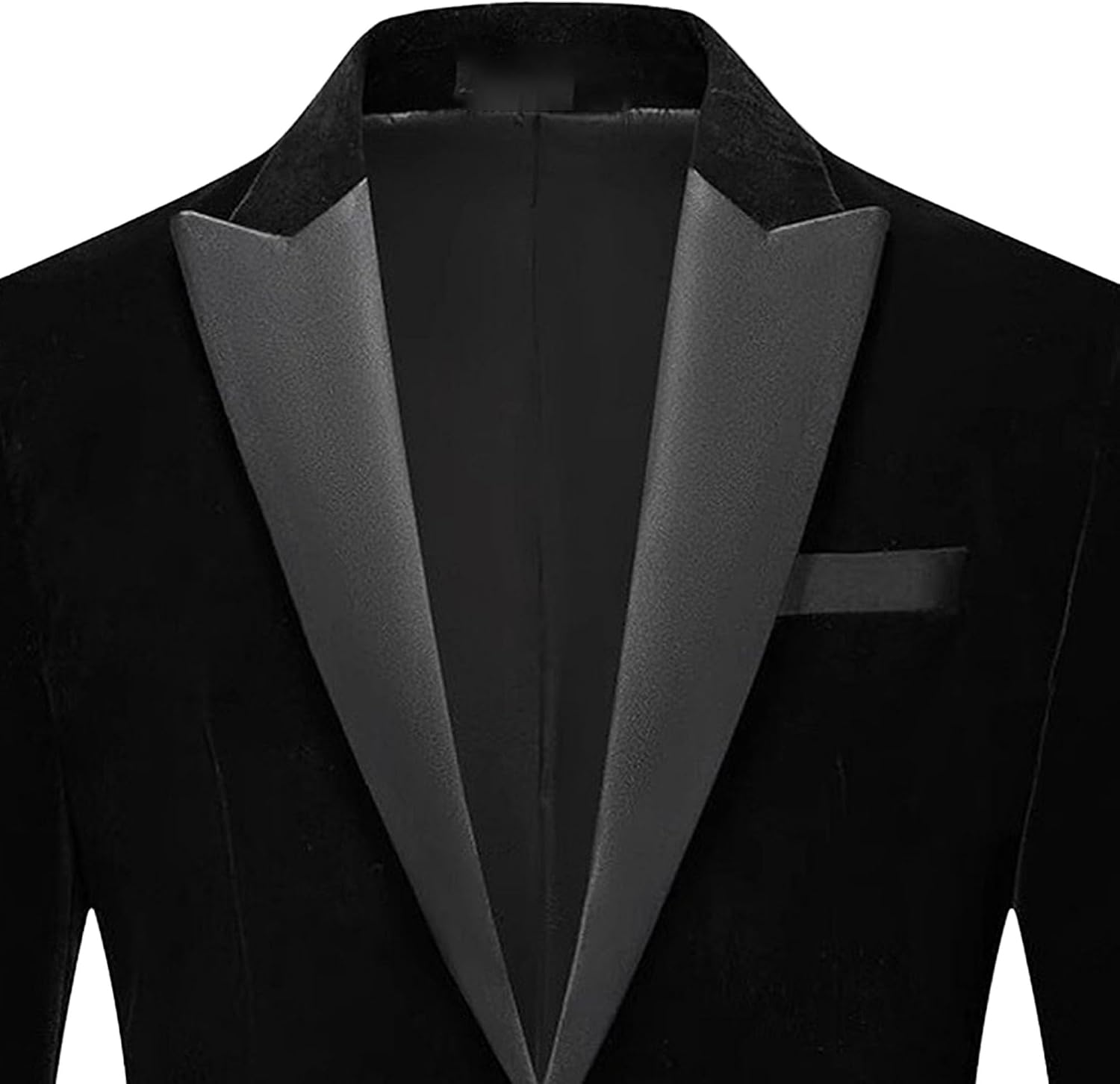 Men One Button Business Banquet Jacket Wedding Prom Suit Lapel Formal Jacket Fashion Side Pocket Blazer Coat