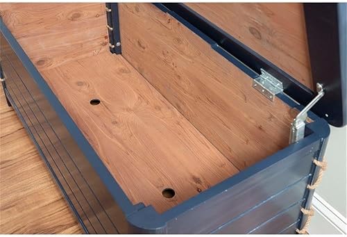 Miniatura 10 de Linon Zana Cofre de almacenamiento forrado de cedro con detalle de cuerda en madera envejecida azul