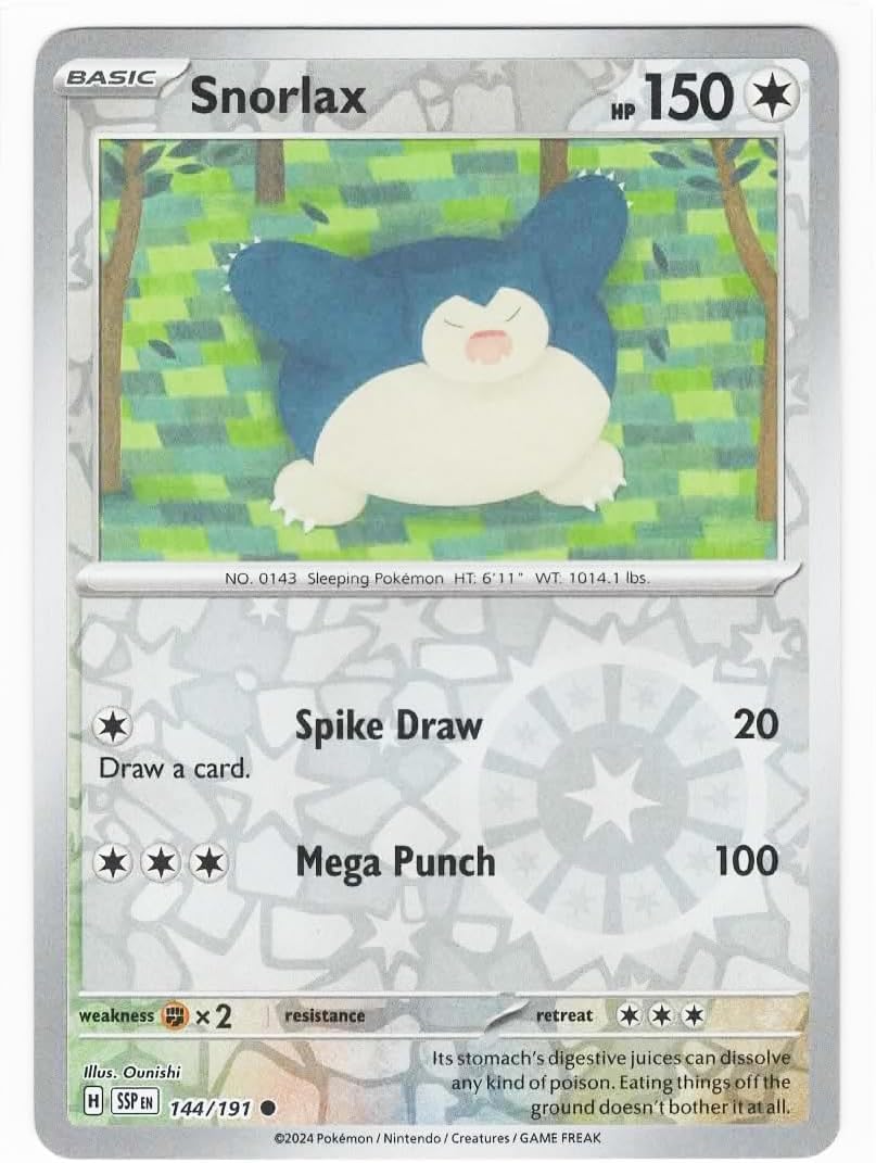 Pokemon - Snorlax 144/191 – Surging Sparks – Reverse Foil – Single Card