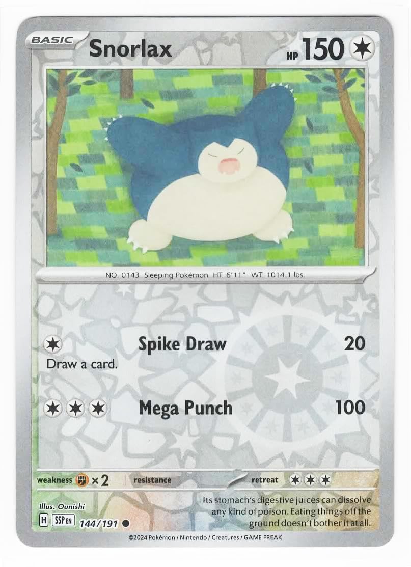Amazon.com: Pokemon - Snorlax 144/191 – Surging Sparks