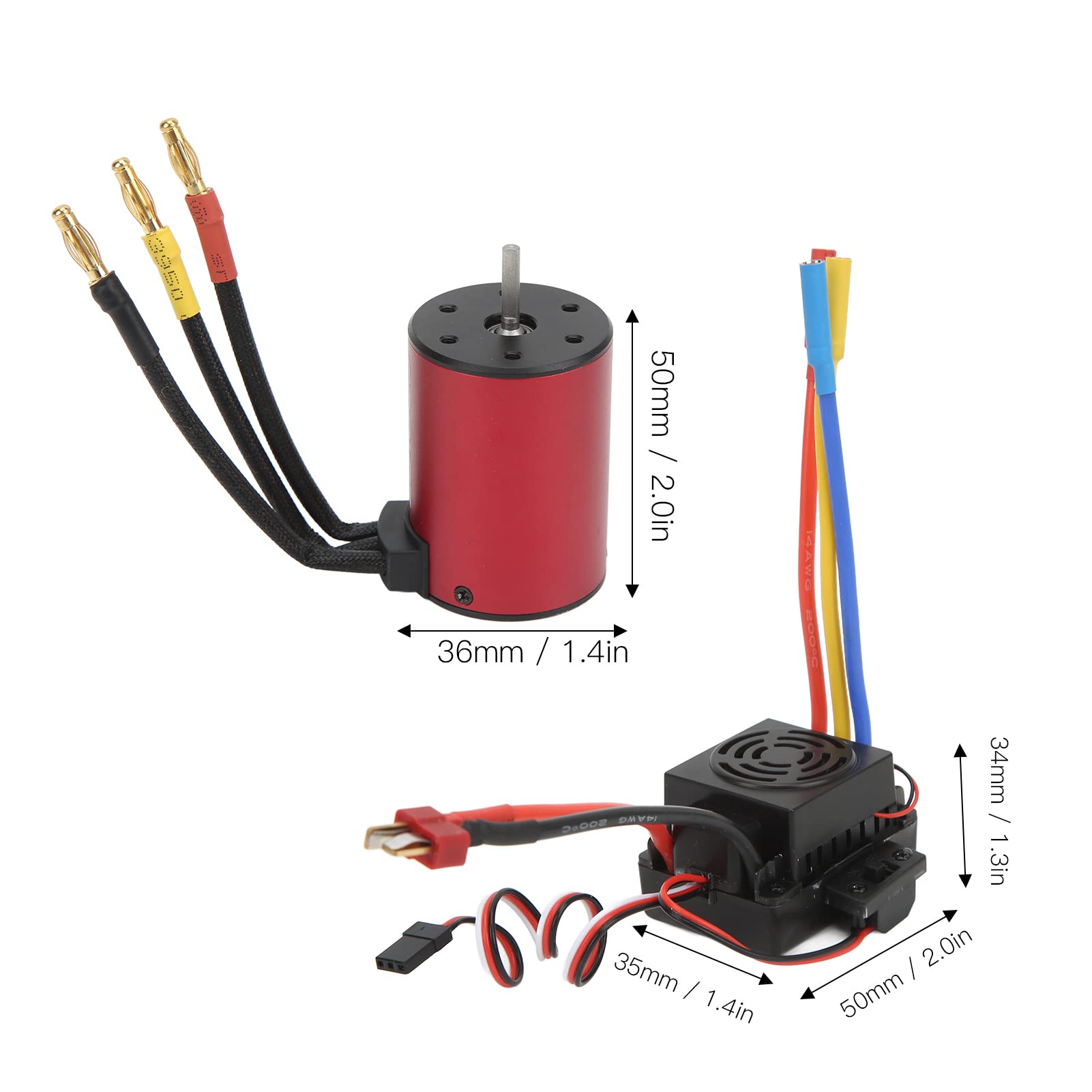 Changor S3650 3100KV Bezszczotkowy Silnik Wodoodporny + 60A Bezszczotkowy Zestaw ESC do Samochodu 1/10 RC - Wysokowydajny Stop Aluminium