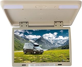 OLLIRG Portable DVD player 22 Inch Car Roof Mount Monitor HD 1080P Ceiling Mount Flip Down Overhead Screen MP5 Multimedia Video Players IR FM HDMI for Car (Color : 22 inch beige MP5, Size : 1)