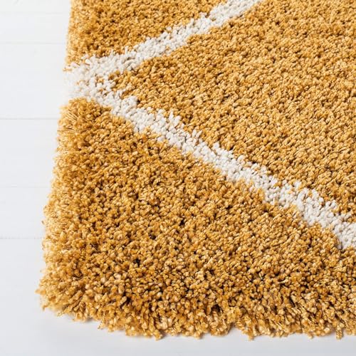Image of Carpet for Hallway, Kitchen, and Modern InteriorsCarpetCozy Shag Runner for Living Room, Bedroom & Office Decor ETC Size 5x7 feet, Patten-Solid Gold B
