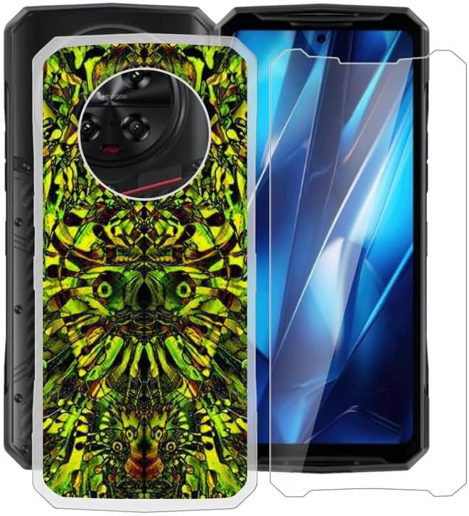 Phone Case + Screen Protector for Doogee DK10 (6.67"), Ultra Thin Shockproof Soft Silicone Clear Cover for Doogee DK10 Case with Tempered Glass - Green Goblin