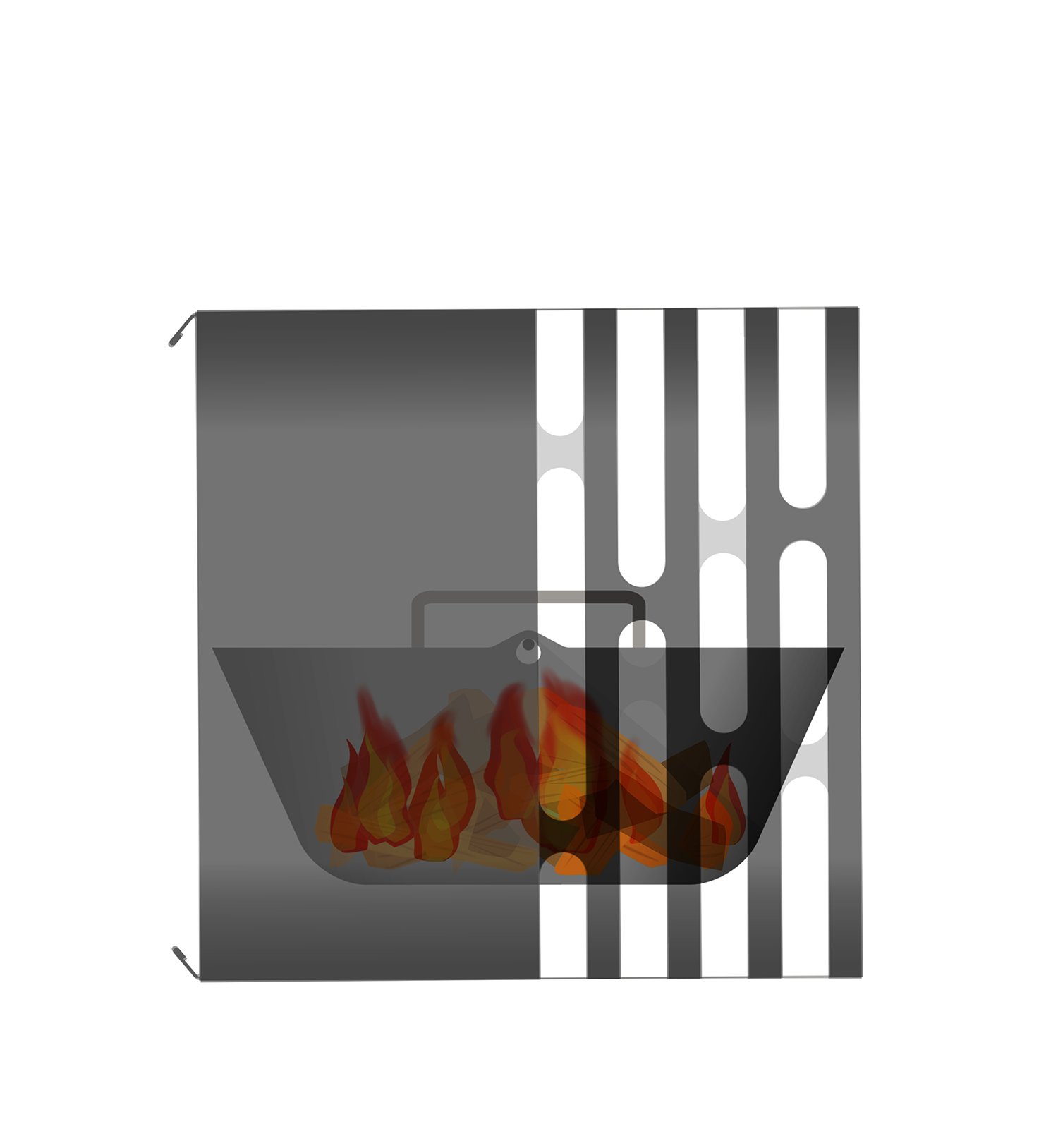 höfats - Hoguera Cube - fogata, Barbacoa, Banco para Sentarse y Mesa - para el jardín y terraza - Acero Inoxidable - Negro