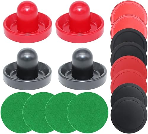 BQSPT - Pucks y paletas de hockey de aire, asas y cubos de hockey de aire rojo, accesorios de repuesto para mesas de juego (2 Striker de 3.780in con