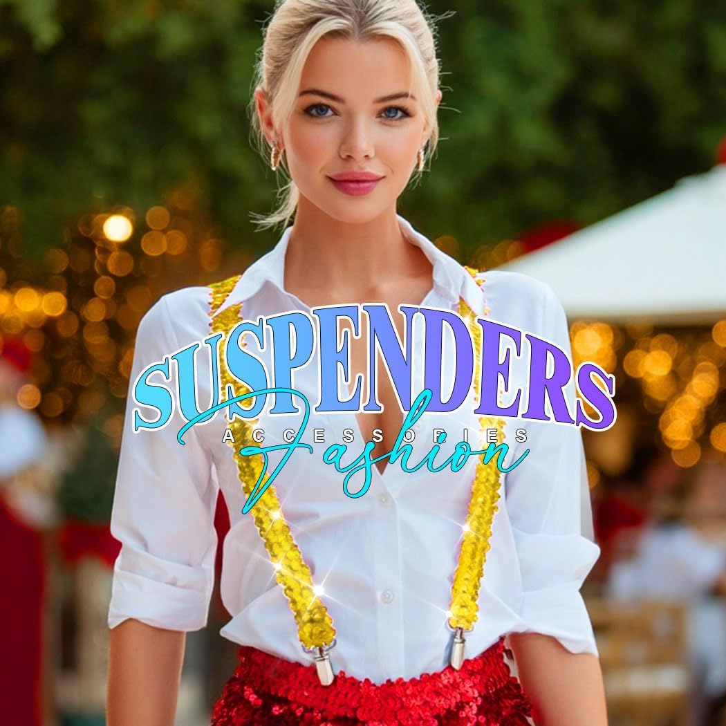 New Year Sequin Suspenders Fashion Suspender Costume Accessories for Men and Women
