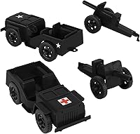 Vista 5 de TimMee Combat Patrol Willys & Artillery - Juego negro de 4 piezas fabricado en Estados Unidos