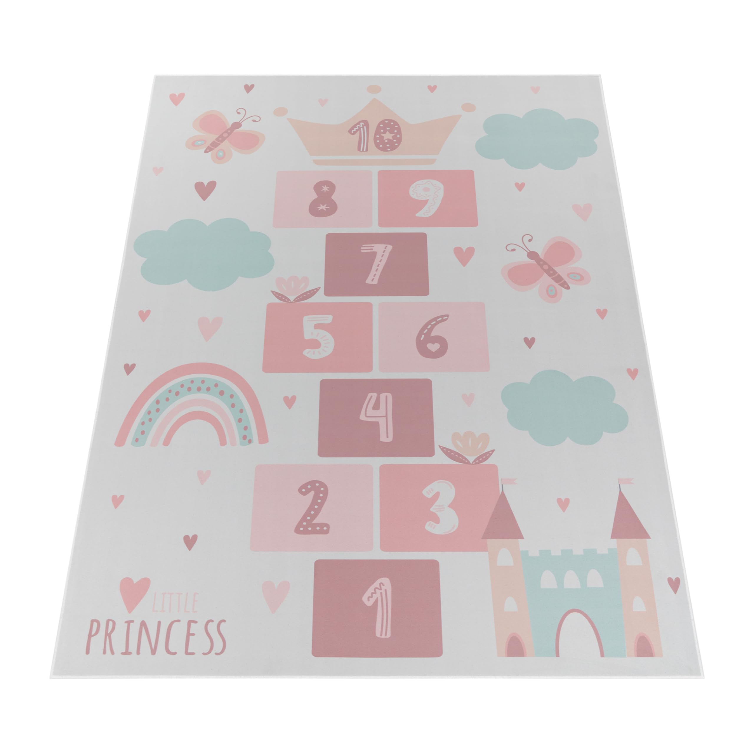 Paco Home Alfombra Habitación Infantil De Juego Bebe Antideslizante Corazón Lavable En Lavadora Crema, tamaño:160x220 cm