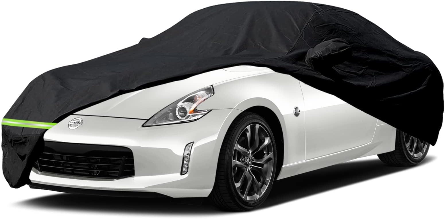Waterproof Car Covers for 2009-2022 Nissan 370Z / 370Z Nismo Car Cover 190T Covers Customer Fit 100% Waterproof Windproof Strap & Double Door Zipper Up to 174” L