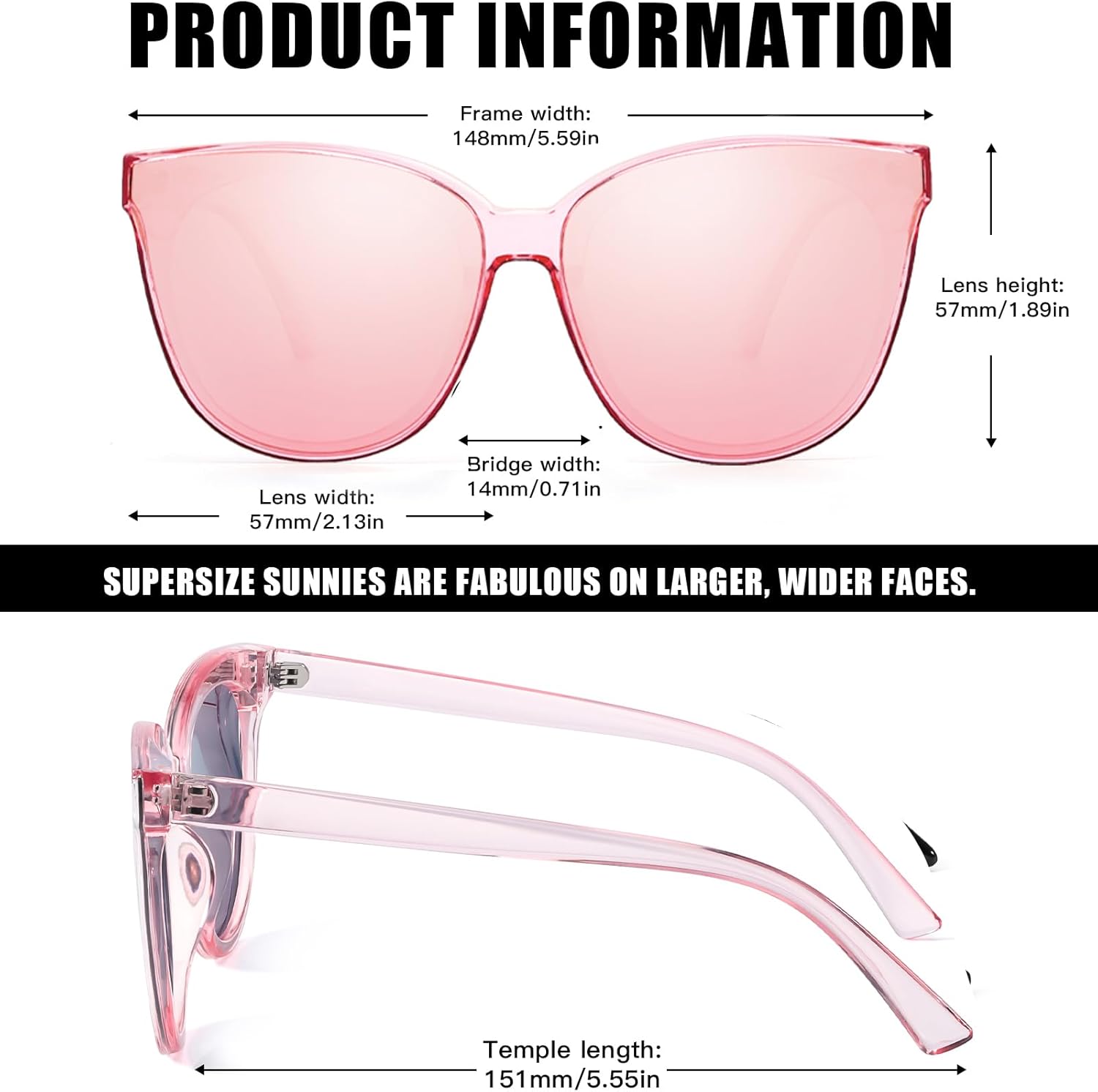 LVIOE Polarized Sunglasses for Women UV400 Protection Oversized Cat Eye Frame Retro Sunglasses for Driving Fishing Outdoor - Image 5