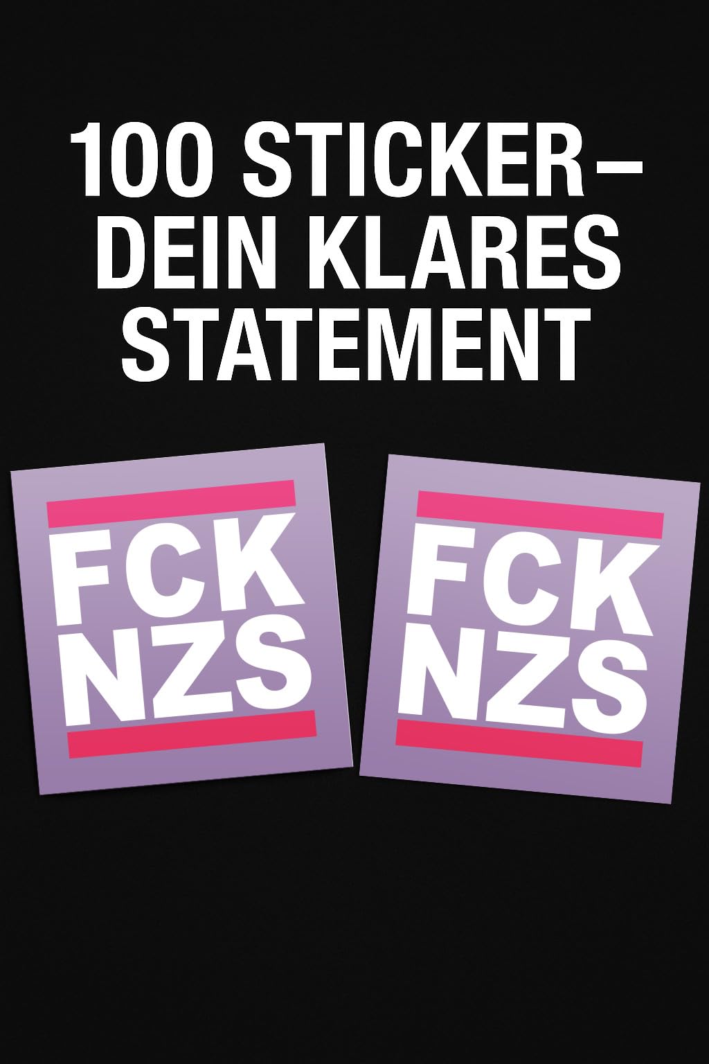 Pegatinas de colores FCK NZS 7,4x7,4 cm lila para exteriores