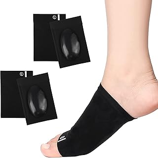 2 Pairs Compression Arch Support Sleeves with Gel Pad Inside, Plantar Fasciitis Foot Pain Relief Cushions for Flat Feet, Fallen Arches, Achy Feet Problems, Universal Size for Men and Women (Black)