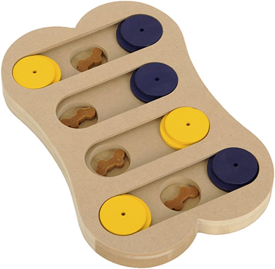 Dog IQ Training Toy, Go Slow Pet Treat Seeker Play Interactive Feeding Educational Games Toys with Puzzle (Bone Dog Toy)