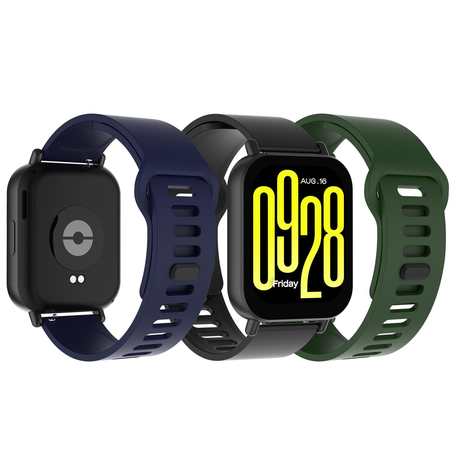 3 Piezas Correa Compatible con Xiaomi Redmi Watch 5 Active/Lite, Pulsera de Silicona Reemplazo Deportiva Respirable Reloj Banda Compatible con HUAWEI Watch GT 6/6 Pro/5/5 Pro/4 46mm, 5.5"-8.7"